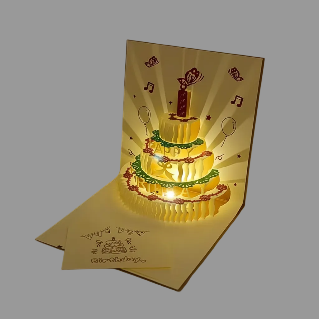 3D Pop-Up "Happy Birthday" Greeting Card with Lights and Music