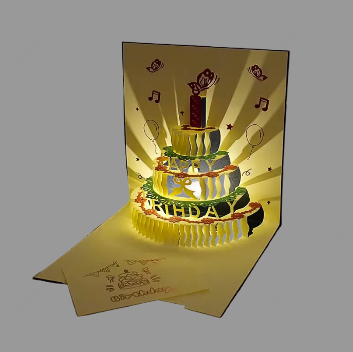 3D Pop-Up "Happy Birthday" Greeting Card with Lights and Music