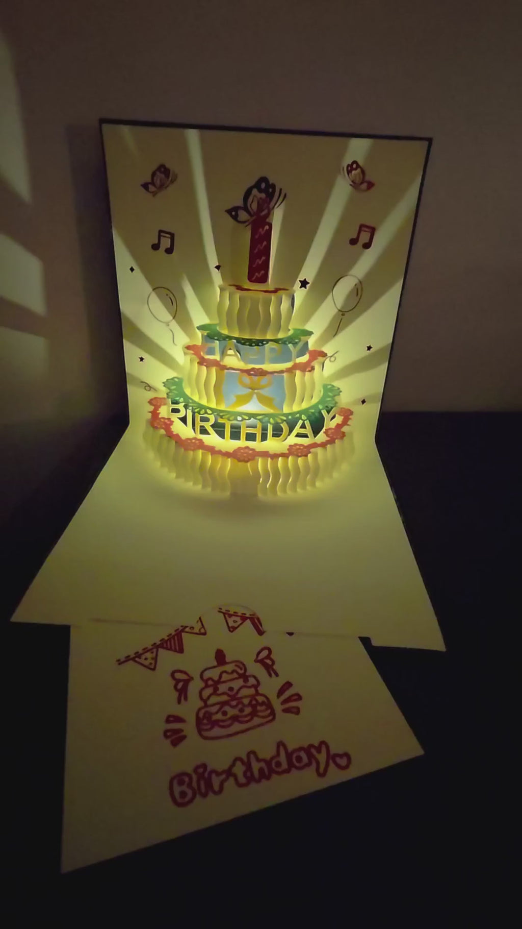 3D Pop-Up "Happy Birthday" Greeting Card with Lights and Music