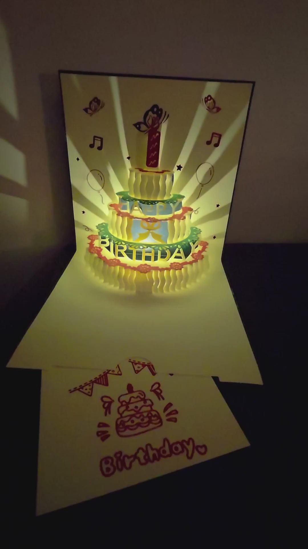 3D Pop-Up "Happy Birthday" Greeting Card with Lights and Music