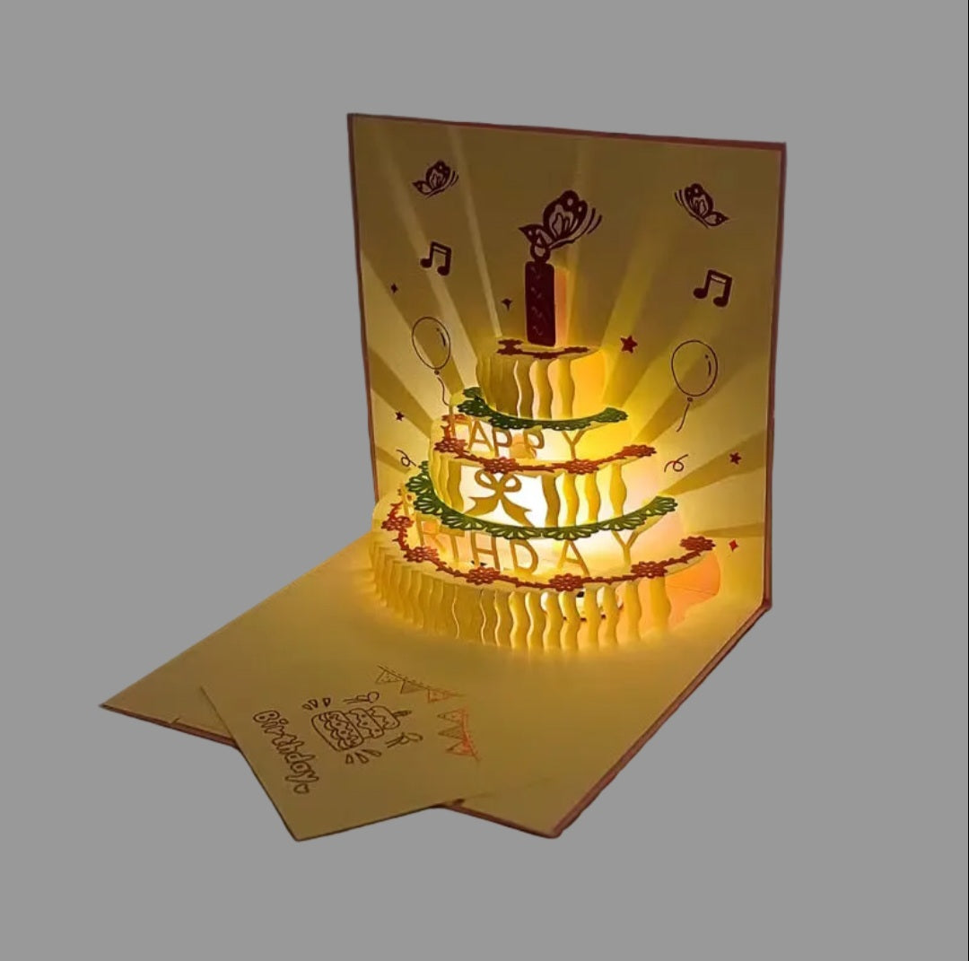 3D Pop-Up "Happy Birthday" Greeting Card with Lights and Music